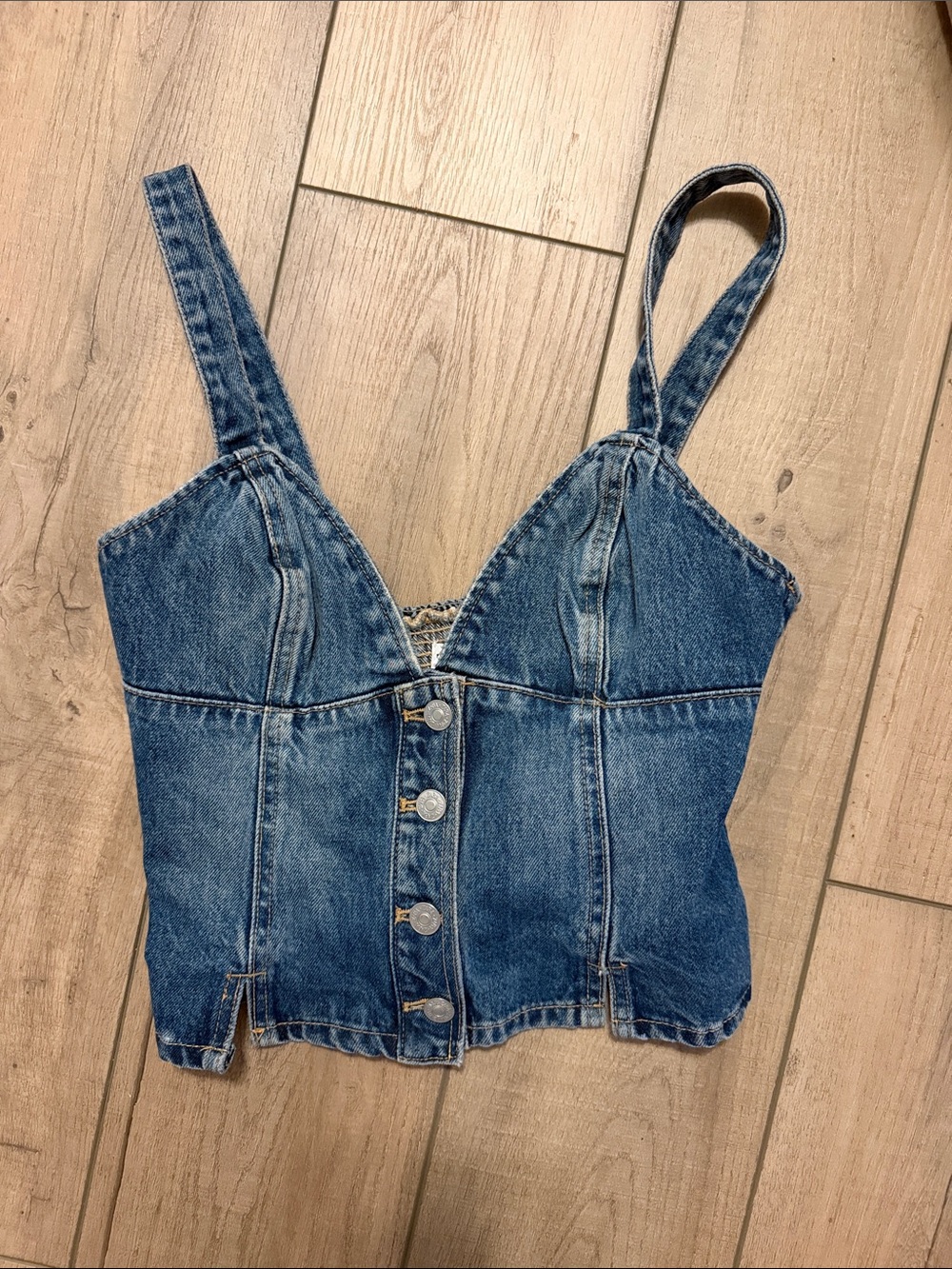 Zara Denim Corset-Style Tank Top - Blue